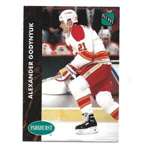 1992 French Parkhurst Alexander Godynyuk Calgary Flames Rookie Hockey Card [h54]